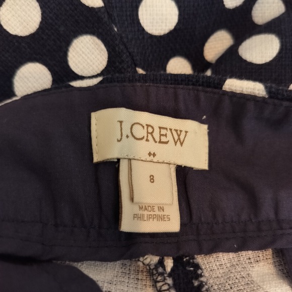 J Crew Navy +White Polka Dot Cotton Shorts Pleated Side Zip - Picture 5 of 5